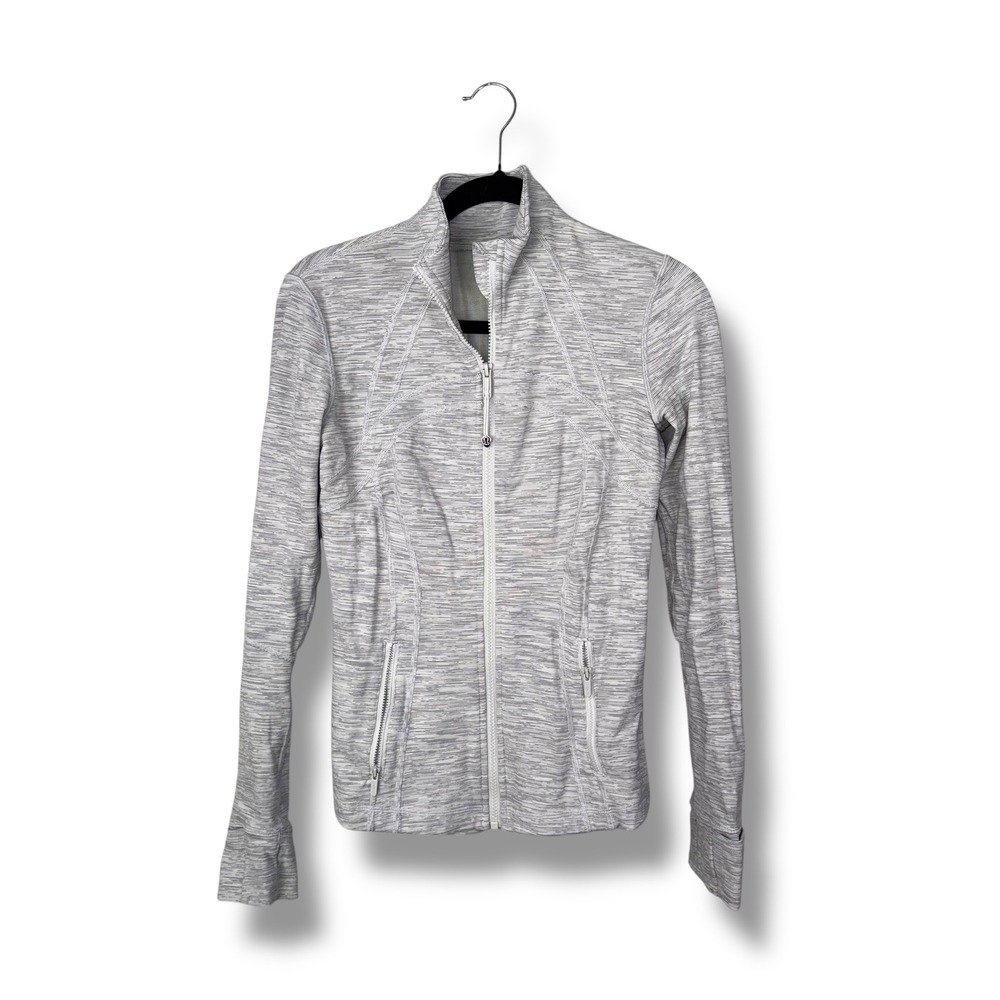 Lululemon Define Jacket Size 6 White Gray Space Dye Athletic Full Zip
